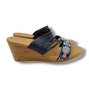 Teva Arrabelle Wedge Slide Sandals Womens 8.5 Mosaic Navy‎ 1011534